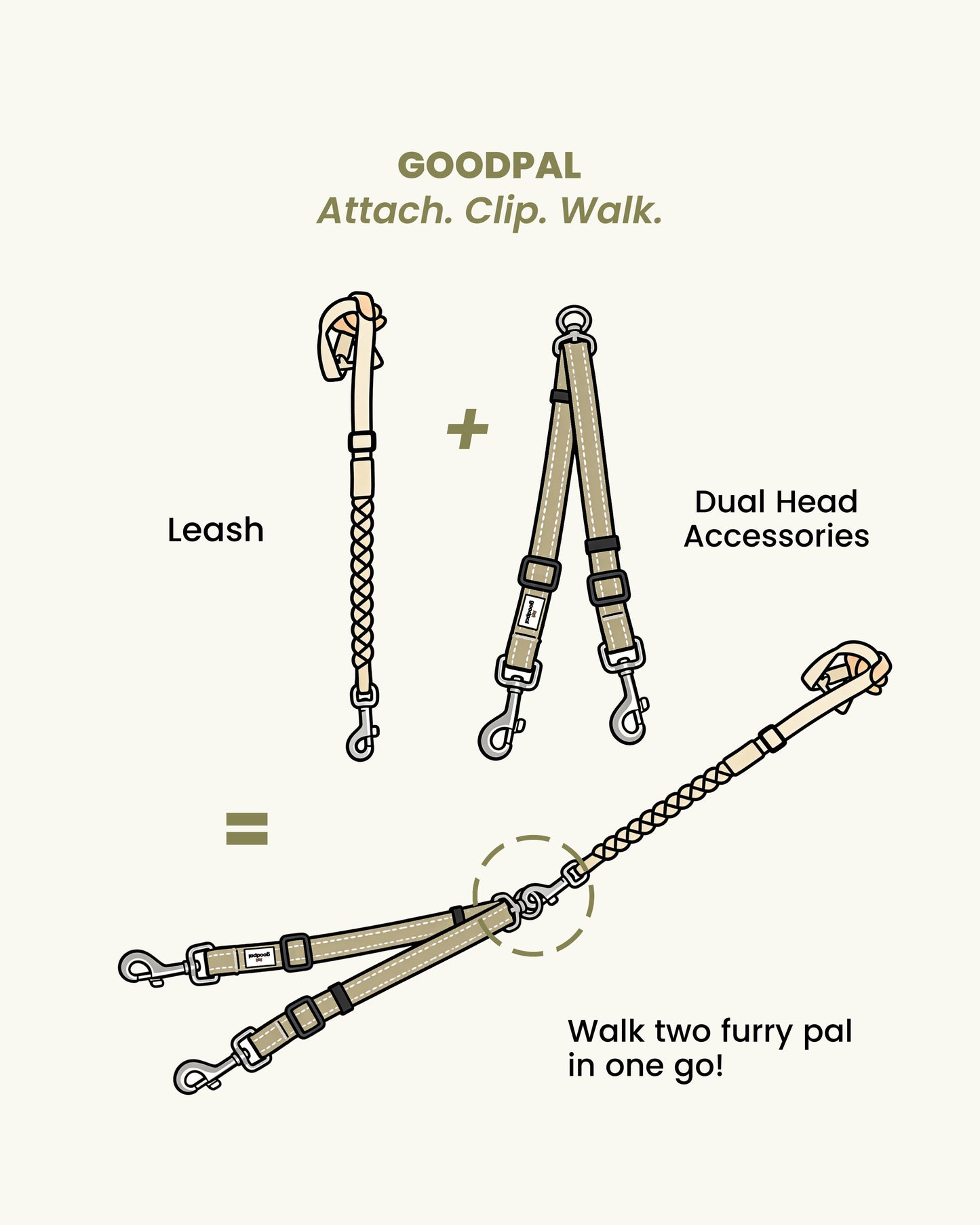 Eco-friendly Set B - Dual Dog Control Multi-Way Leash