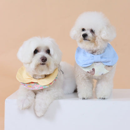 BOWTIE BANDANA BIB in Yellow and Blue - Simple charm for the furbabies
